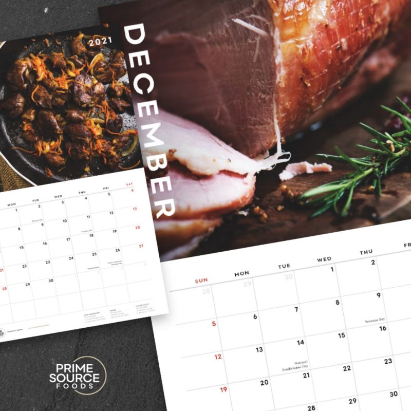 November plate of stir fry and December baked ham