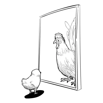 Doodles 0033 chick inthemirror