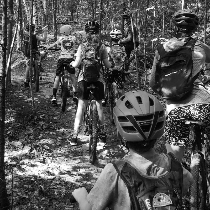 Brittni with kids on trail copy